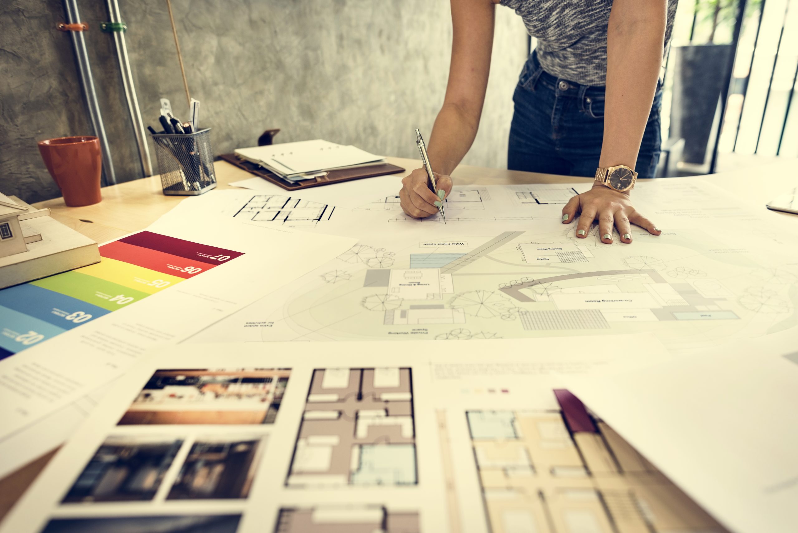 Businessman touching the screen about real estate